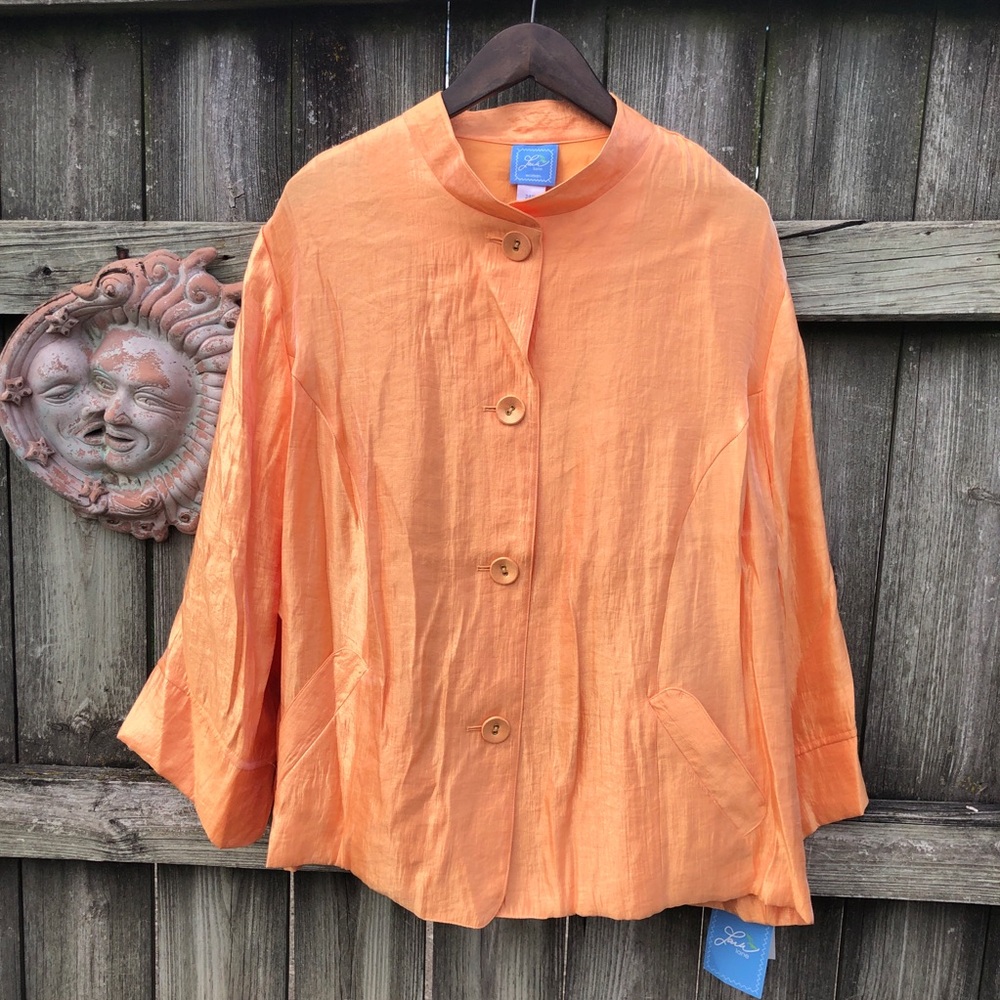 Lara Lane Lightweight Orange Button-Front Women's Top Jacket 24W